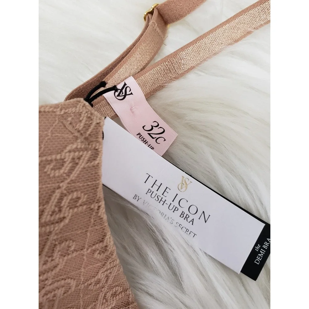 NEW SIZE 32C Victorias Secret The Icon Push Up Demi Bra beige